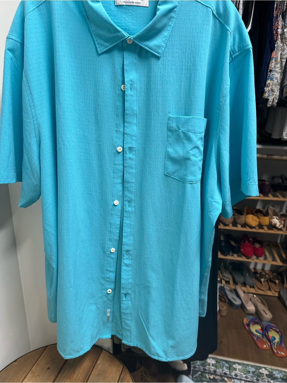 Tommy Bahama Turquoise Short-Sleeve Button-Down Shirt light weight cooling